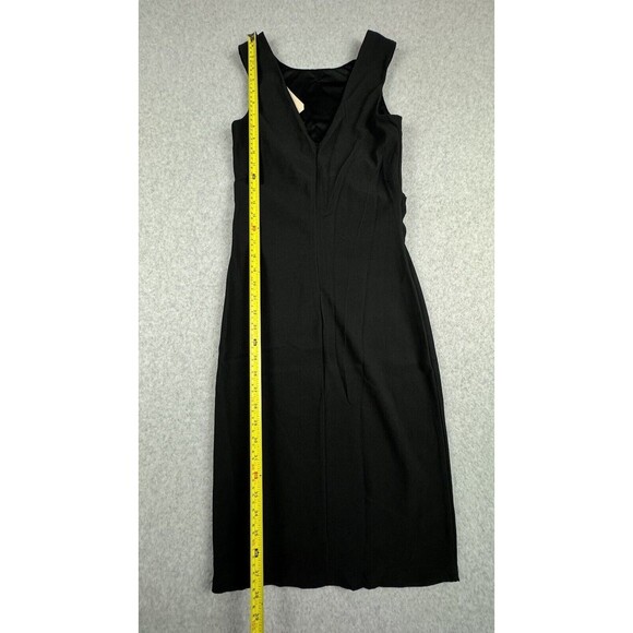 Uniq Dress Black Wrap Ribbed Bodycon Sleeveless V Back Party Night Out Classy - Picture 10 of 14